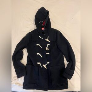 GAP Coat Womens S Black Toggle Front Wool Blend Classic Pea Fishermen Jacket